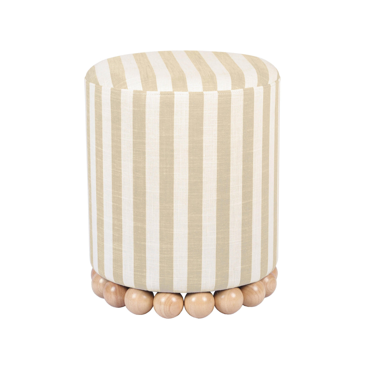 TOV Dex Beige Striped Linen Ottoman