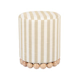TOV Dex Beige Striped Linen Ottoman