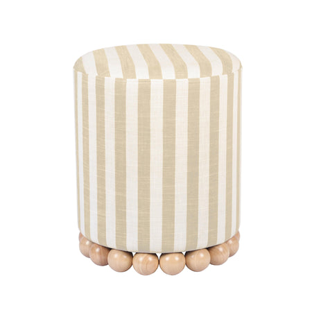 TOV Dex Beige Striped Linen Ottoman