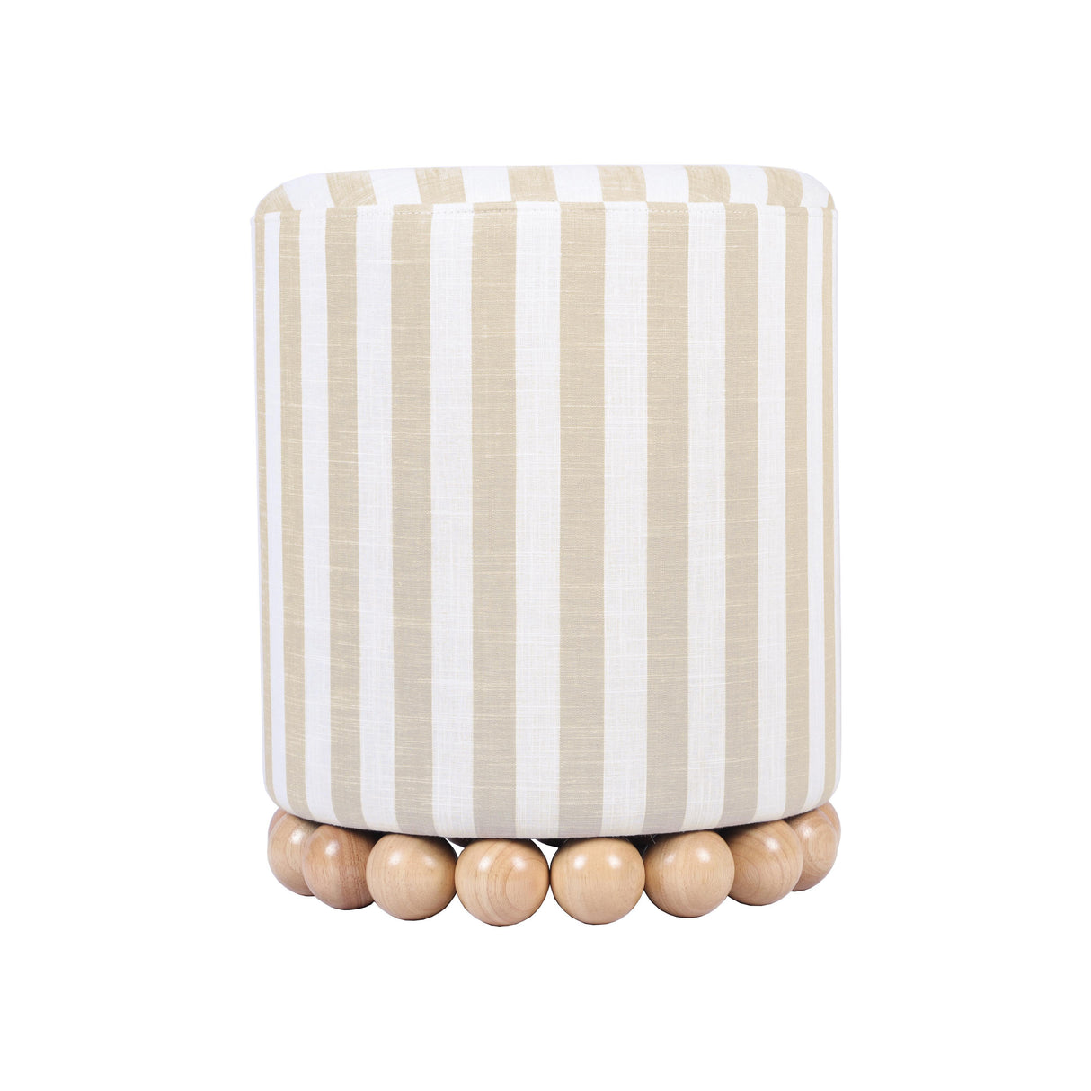TOV Dex Beige Striped Linen Ottoman