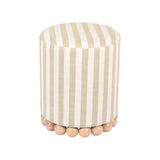 TOV Dex Beige Striped Linen Ottoman
