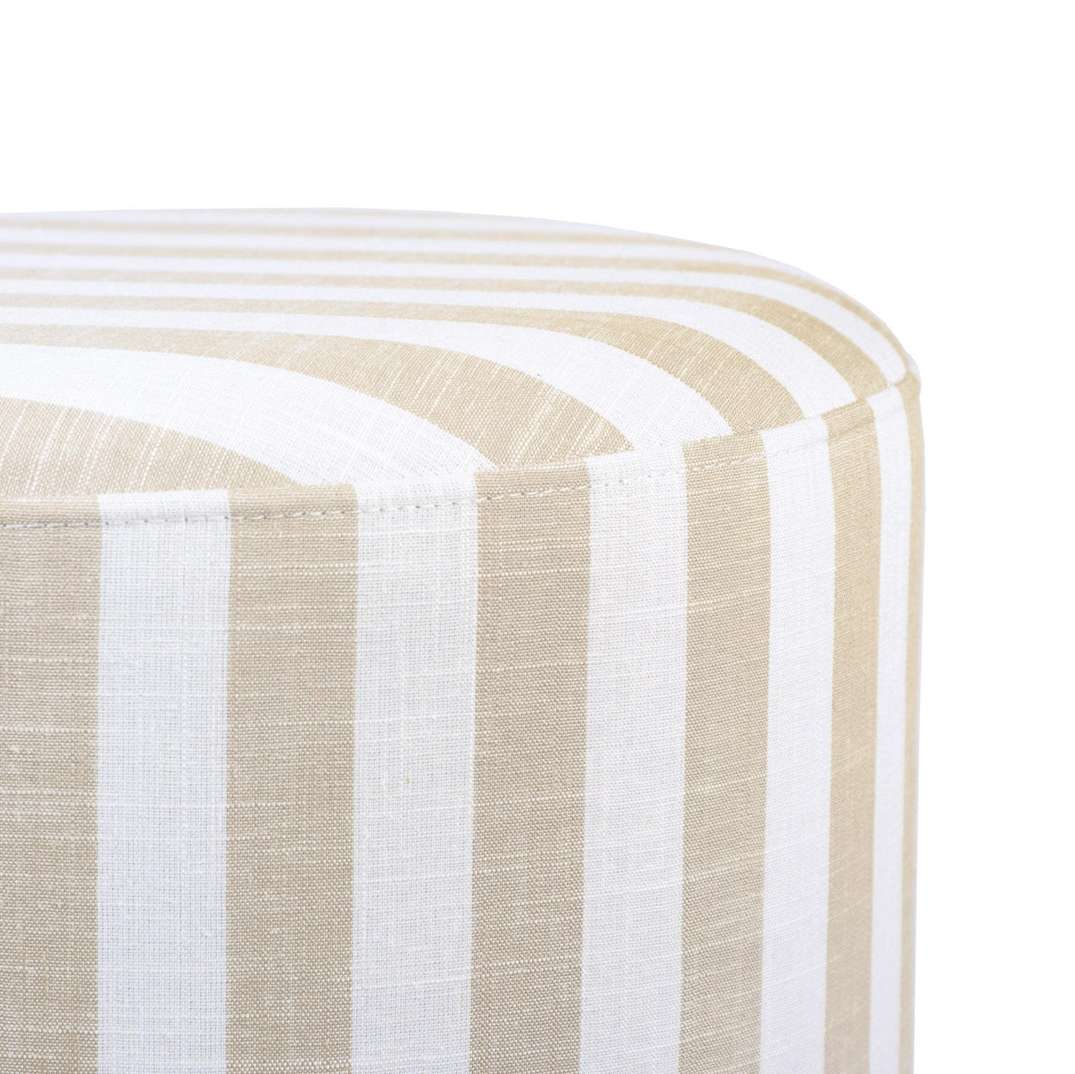 TOV Dex Beige Striped Linen Ottoman