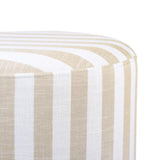 TOV Dex Beige Striped Linen Ottoman