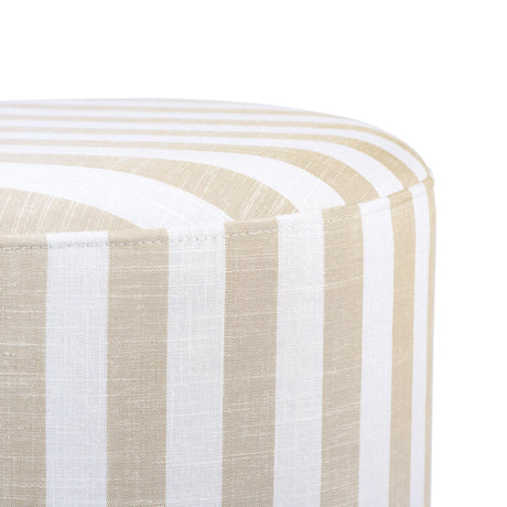 TOV Dex Beige Striped Linen Ottoman