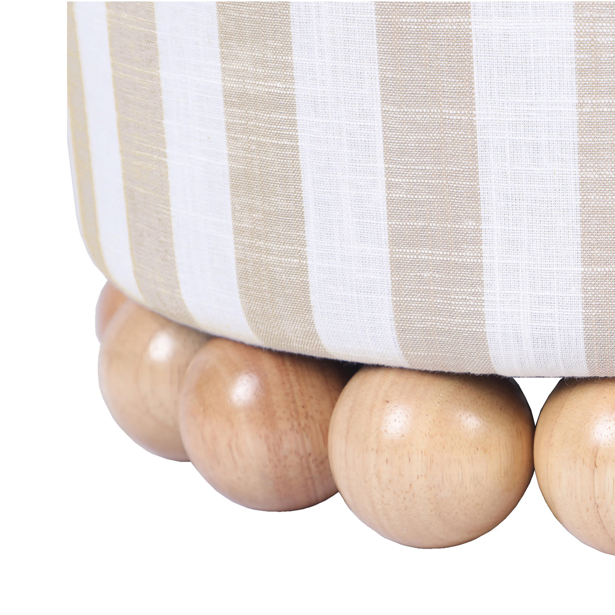 TOV Dex Beige Striped Linen Ottoman