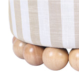 TOV Dex Beige Striped Linen Ottoman