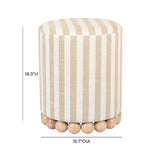 TOV Dex Beige Striped Linen Ottoman
