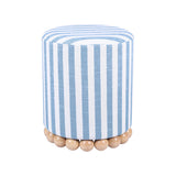 TOV Dex Pastel Blue Striped Linen Ottoman