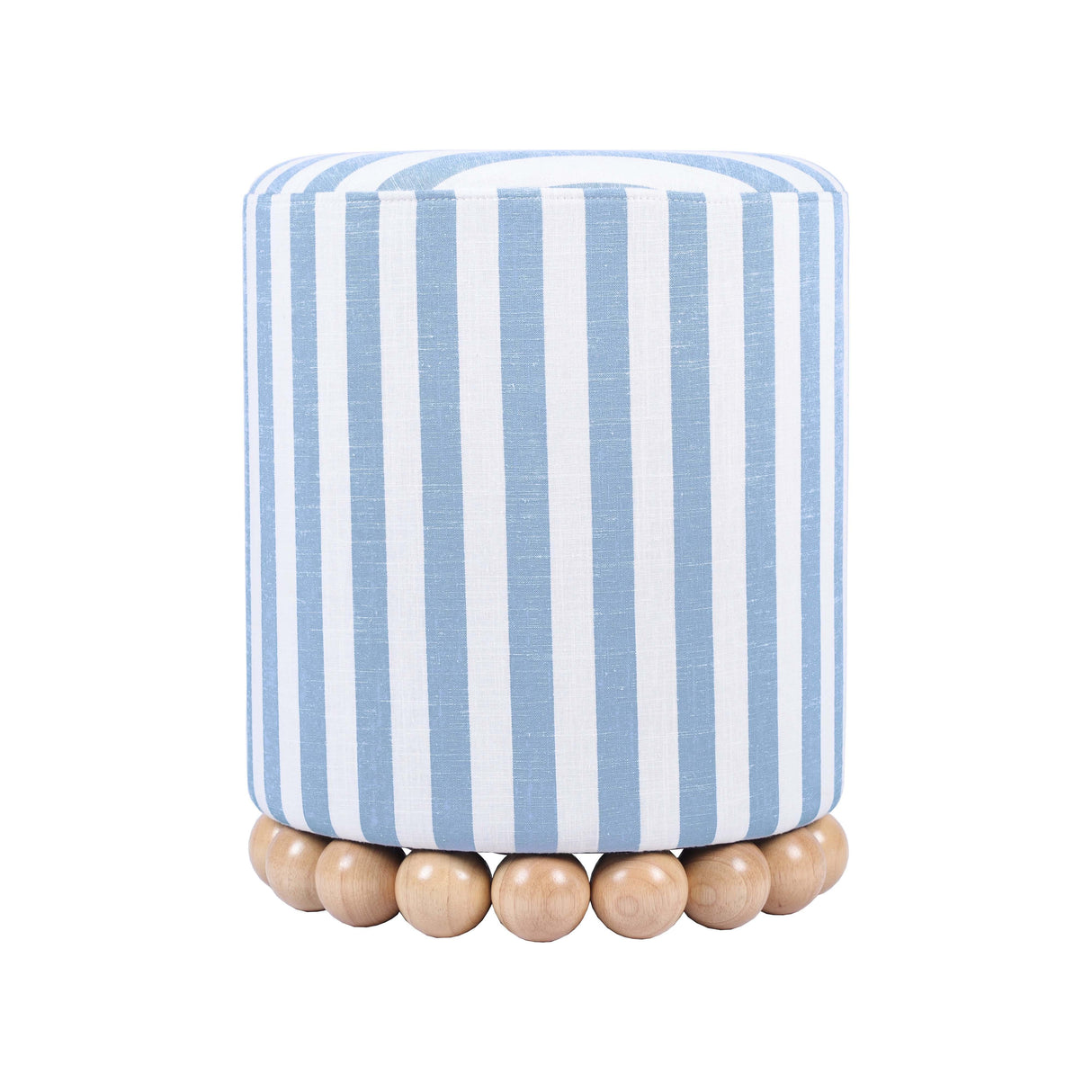 TOV Dex Pastel Blue Striped Linen Ottoman