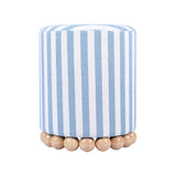 TOV Dex Pastel Blue Striped Linen Ottoman