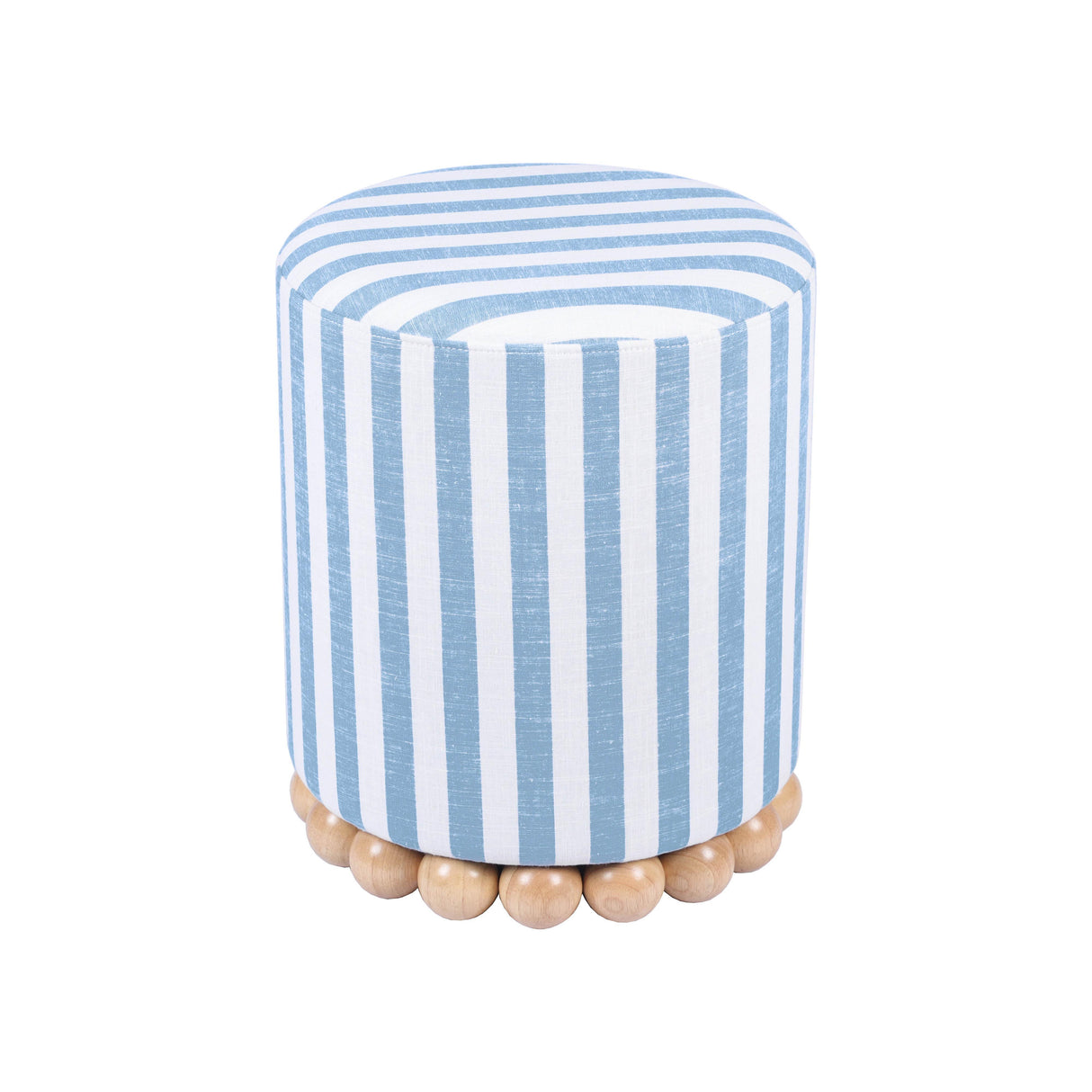 TOV Dex Pastel Blue Striped Linen Ottoman