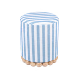 TOV Dex Pastel Blue Striped Linen Ottoman