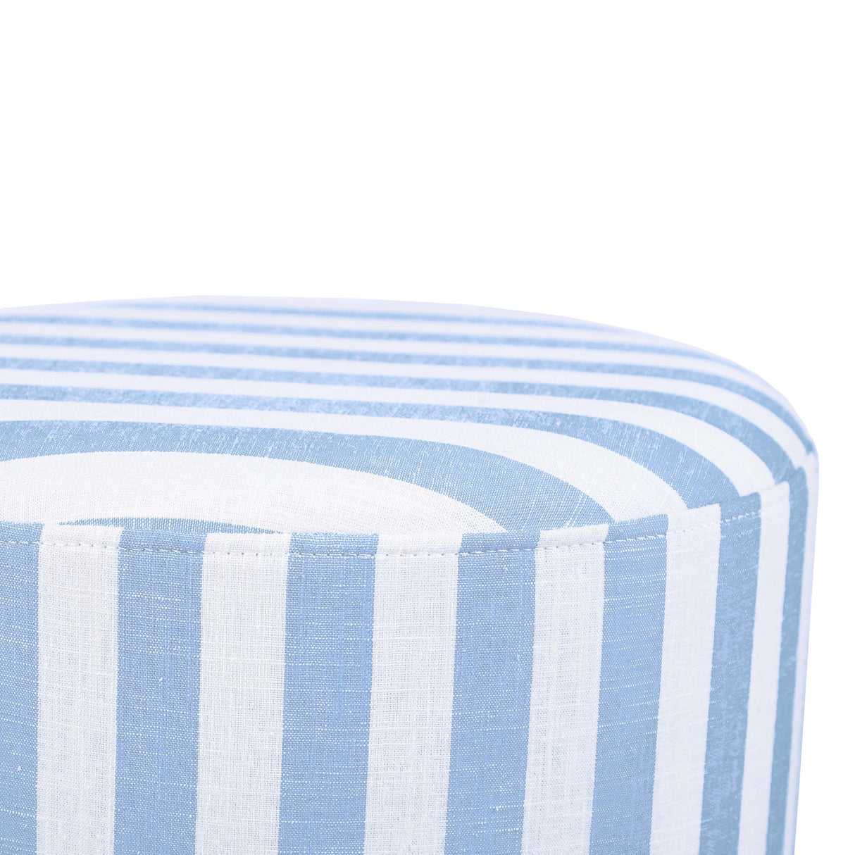 TOV Dex Pastel Blue Striped Linen Ottoman