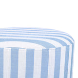 TOV Dex Pastel Blue Striped Linen Ottoman
