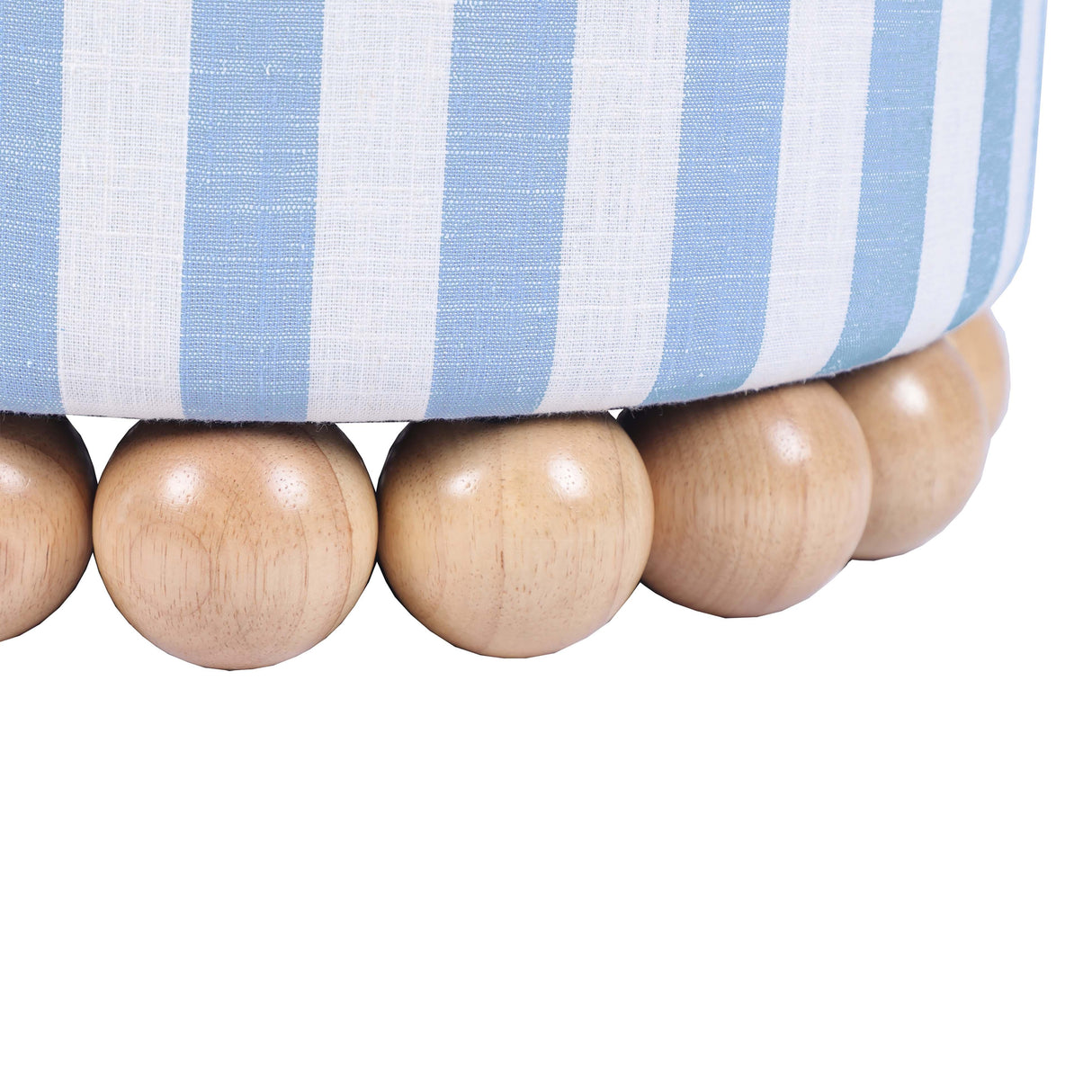 TOV Dex Pastel Blue Striped Linen Ottoman