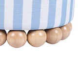 TOV Dex Pastel Blue Striped Linen Ottoman