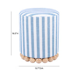 TOV Dex Pastel Blue Striped Linen Ottoman