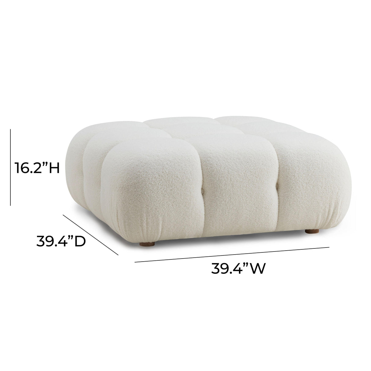 TOV Calliope Cream Vegan Shearling Modular Ottoman