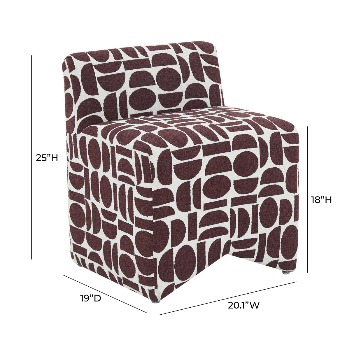 TOV Pippa Merlot Geometric Jacquard Weave Stool