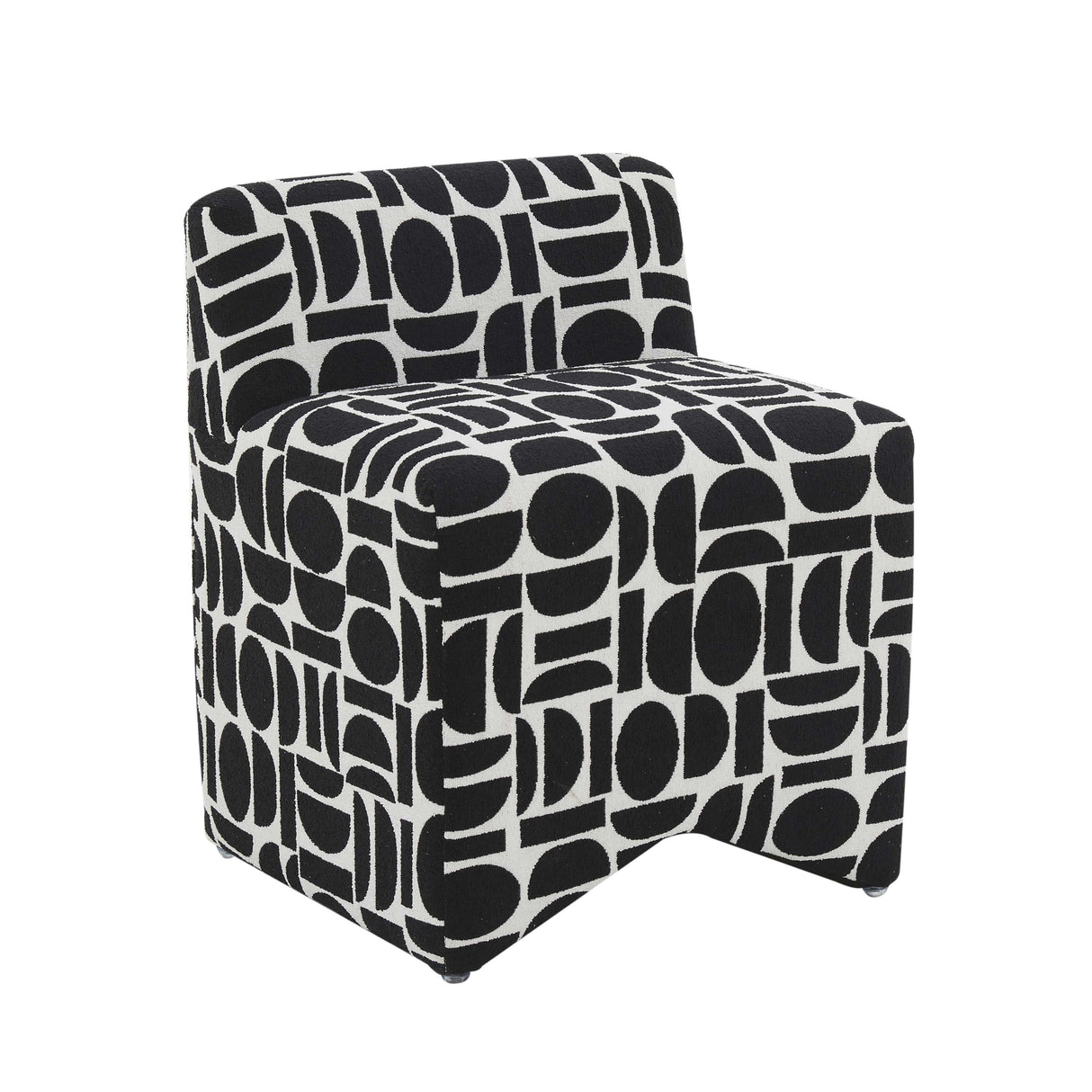 TOV Pippa Black Geometric Jacquard Weave Stool