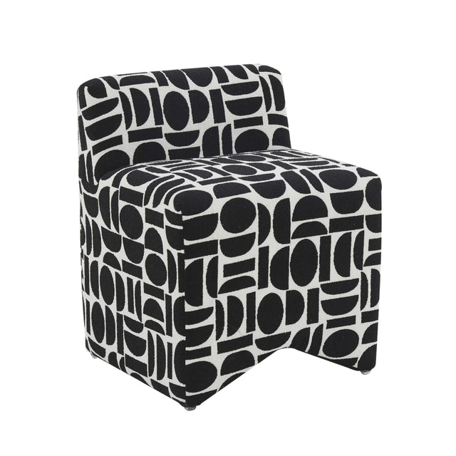 TOV Pippa Black Geometric Jacquard Weave Stool