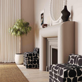 TOV Pippa Black Geometric Jacquard Weave Stool