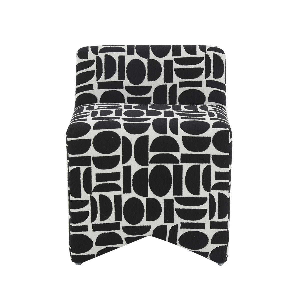 TOV Pippa Black Geometric Jacquard Weave Stool