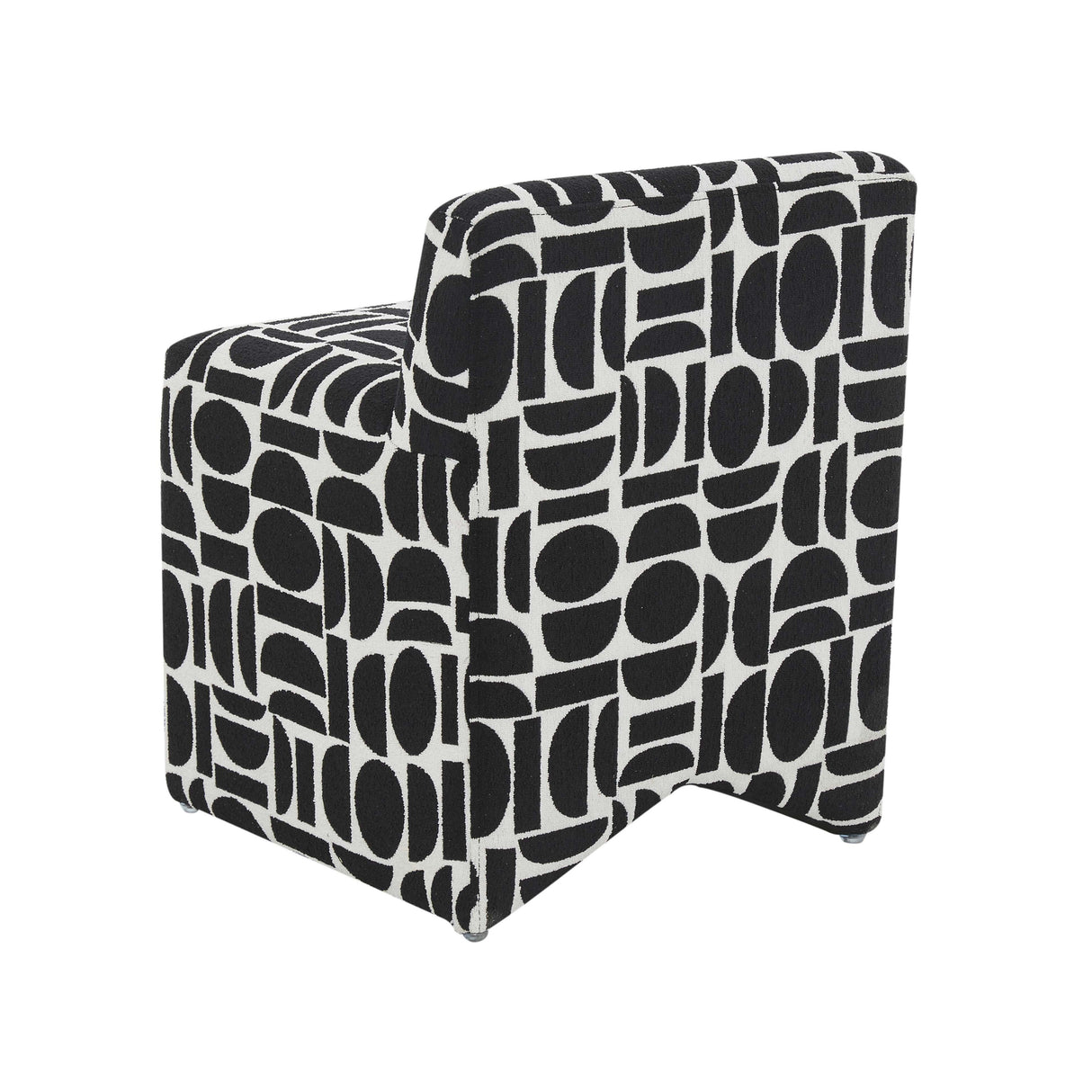 TOV Pippa Black Geometric Jacquard Weave Stool