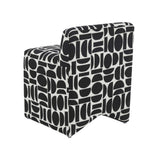 TOV Pippa Black Geometric Jacquard Weave Stool