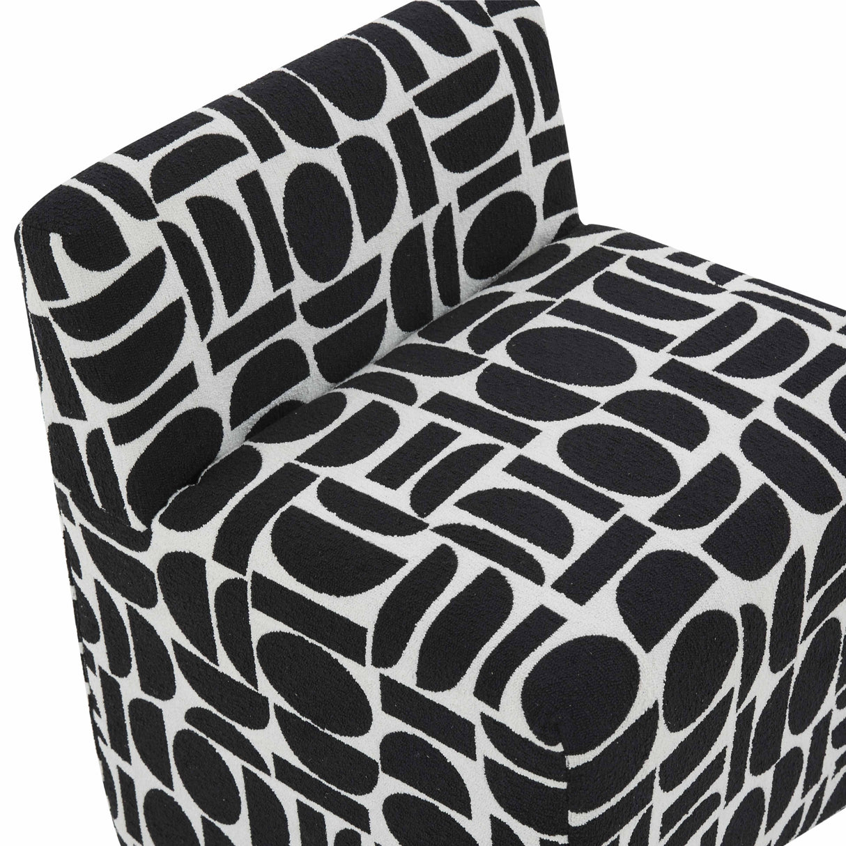 TOV Pippa Black Geometric Jacquard Weave Stool