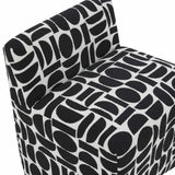 TOV Pippa Black Geometric Jacquard Weave Stool