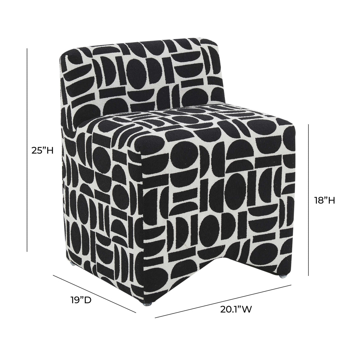 TOV Pippa Black Geometric Jacquard Weave Stool