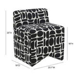 TOV Pippa Black Geometric Jacquard Weave Stool