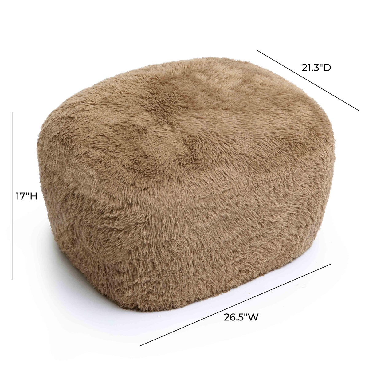 TOV Britt Dark Taupe Vegan Shearling Ottoman