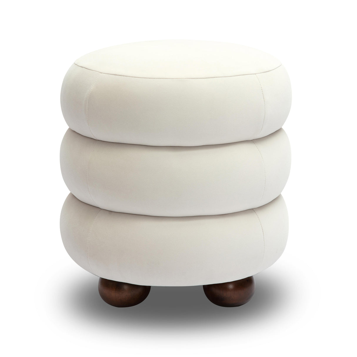 TOV Stefanie Cream Velvet Ottoman