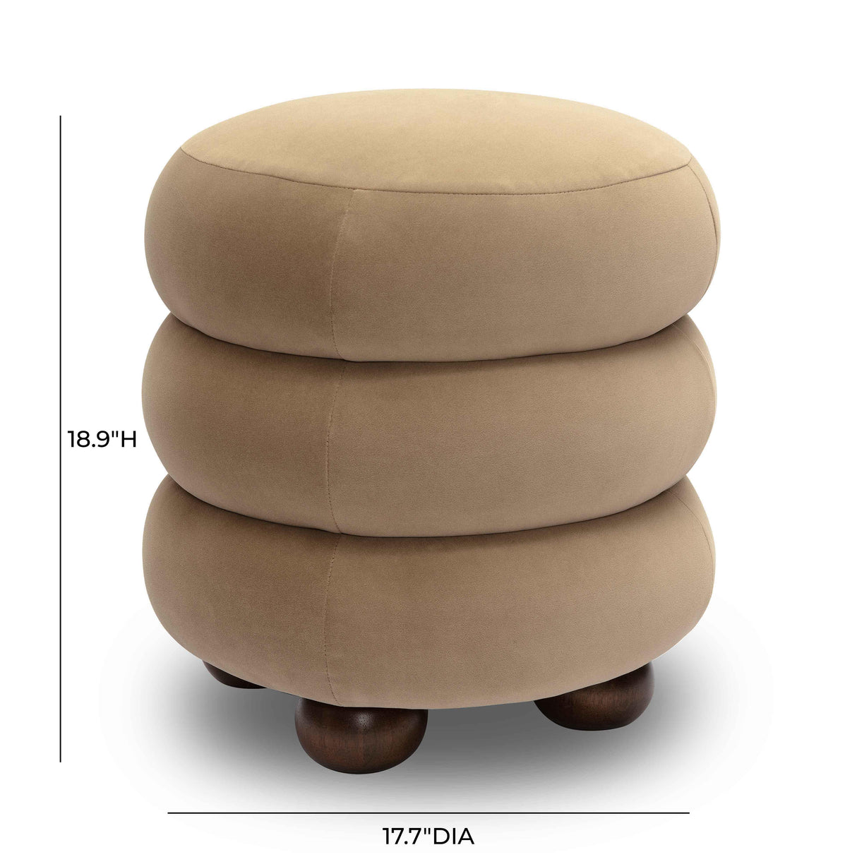 TOV Stefanie Taupe Velvet Ottoman