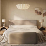 TOV Graceland Taupe Faux Mohair Bench