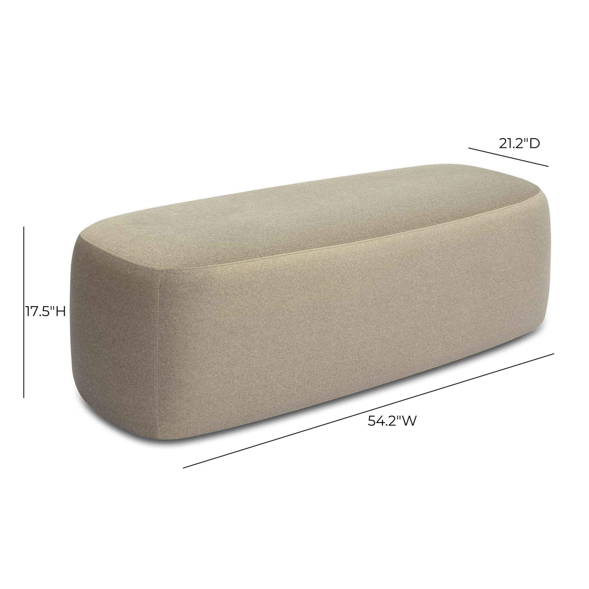 TOV Graceland Taupe Faux Mohair Bench