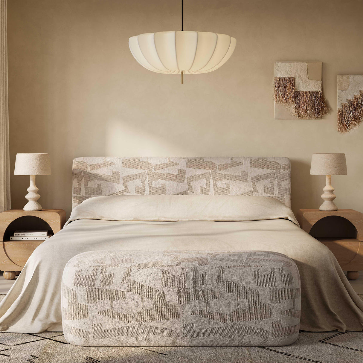 TOV Graceland Cream Jacquard Bench