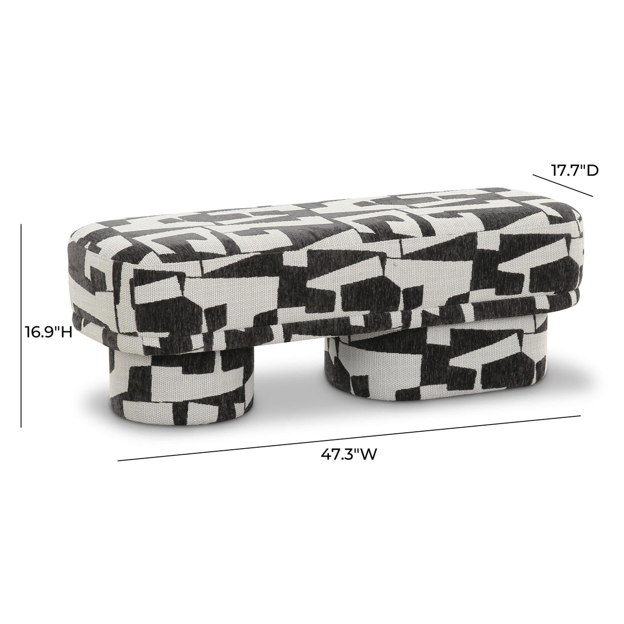 TOV Lena Black and White Jacquard Bench