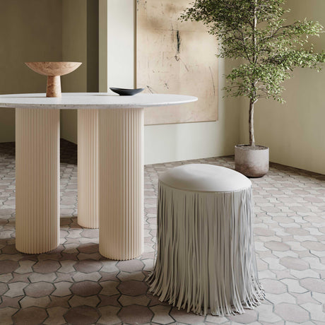 TOV Shag Me Grey Performance Vegan Leather Ottoman