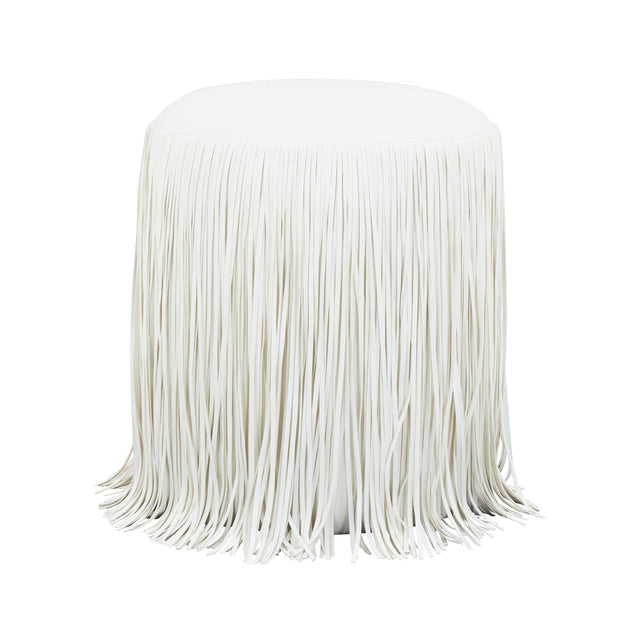 TOV Shag Me Ivory Performance Vegan Leather Ottoman