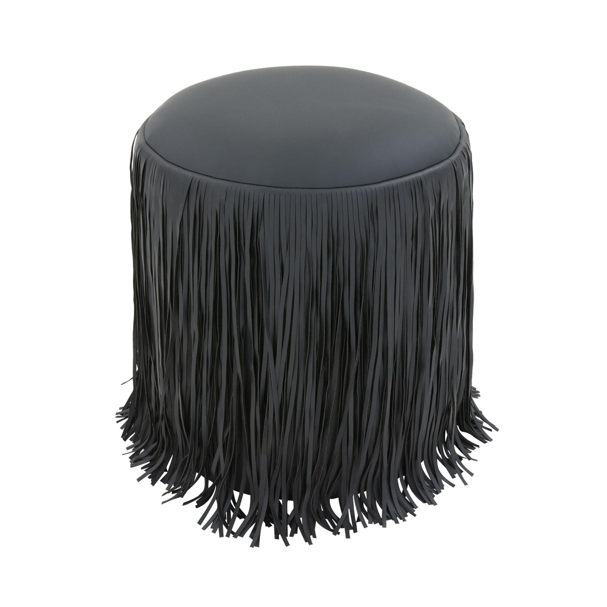 TOV Shag Me Black Performance Vegan Leather Ottoman