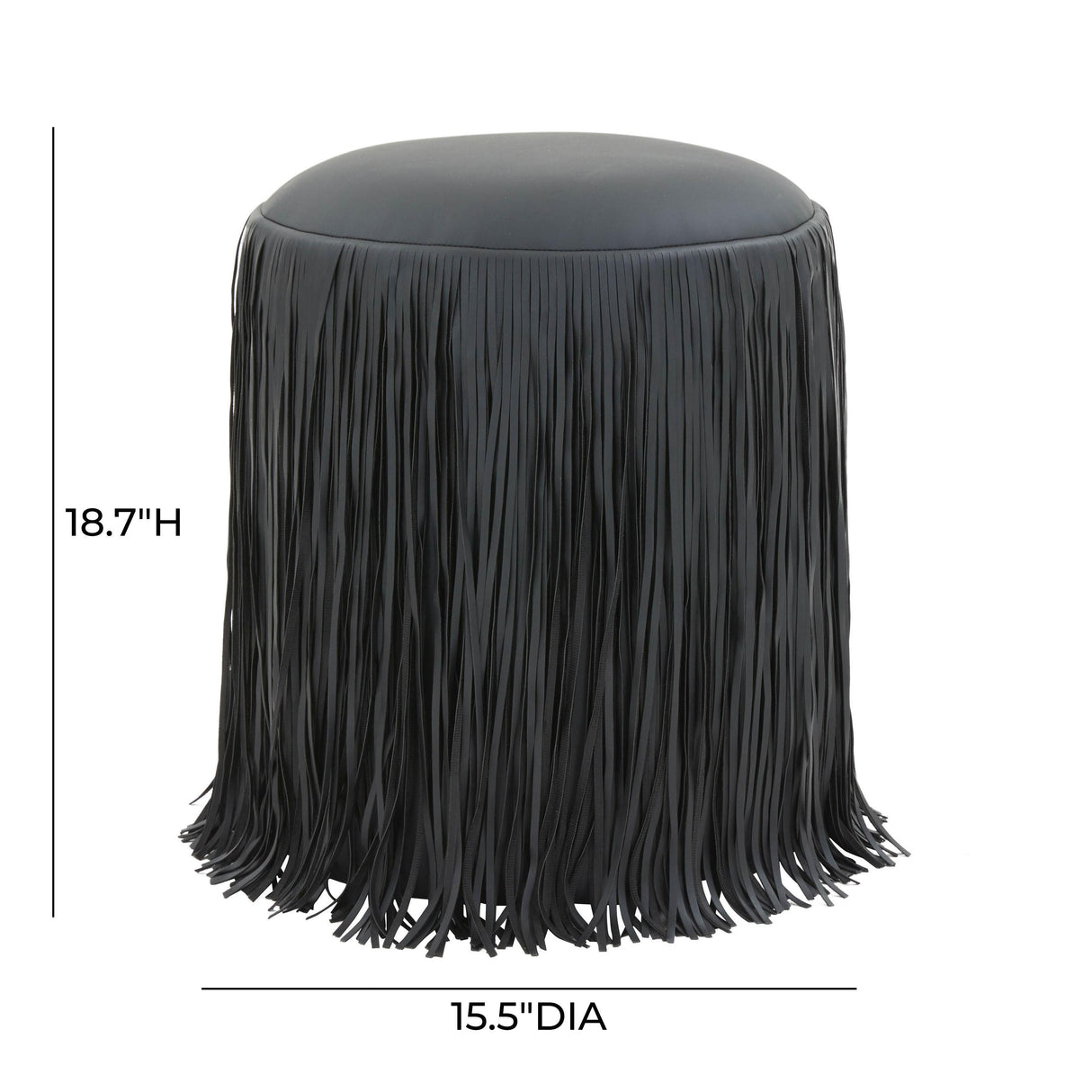 TOV Shag Me Black Performance Vegan Leather Ottoman