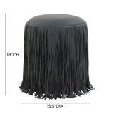 TOV Shag Me Black Performance Vegan Leather Ottoman