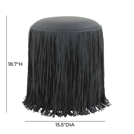 TOV Shag Me Black Performance Vegan Leather Ottoman