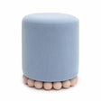 TOV Dex Faded Blue Upcycled Fabric Ottoman