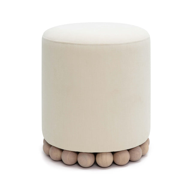 TOV Dex Cream Upcycled Fabric Ottoman