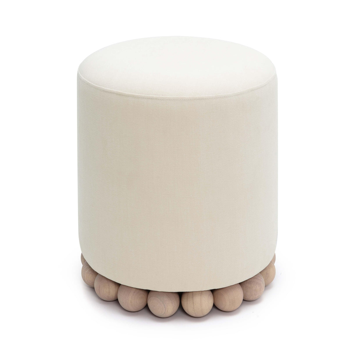 TOV Dex Cream Upcycled Fabric Ottoman