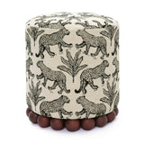 TOV Dex Taupe Leopard Jacquard Ottoman